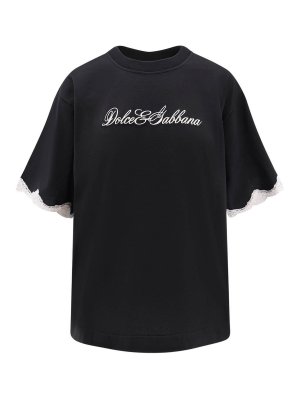 DOLCE & GABBANA: t-shirts - Cotton t-shirt with lace details