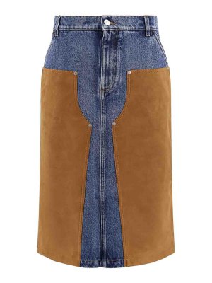 STELLA McCARTNEY: mini skirts - Denim skirt with suede inserts