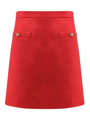 VALENTINO: mini skirts - Crepe skirt couture with heart jewel buttons