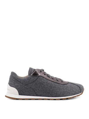 BRUNELLO CUCINELLI: trainers - Sneakers in wool flannel and leather profiles