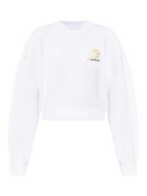 OFF-WHITE: Sweatshirts & Sweaters - Roses Arrows Cropped Sweatshirt