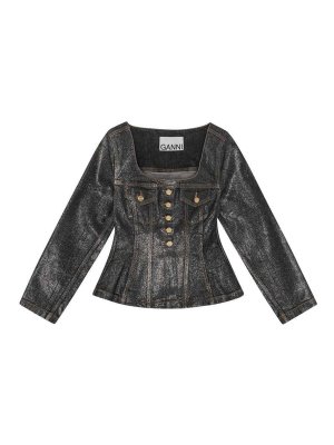 GANNI: casual jackets - Denim Cotton Blazer Jacket