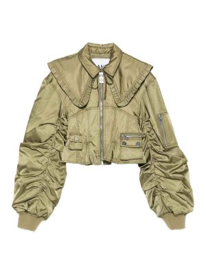 GANNI: casual jackets - Nylon Short Bomber Jacket