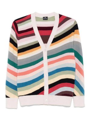 PS BY PAUL SMITH: cardigan - Cardigan in lana a strisce
