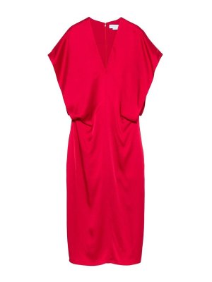 STELLA McCARTNEY: maxi dresses - Satin V-Necked Midi Dress