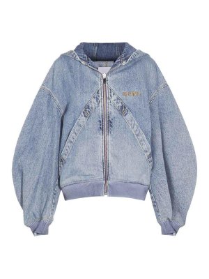 The Attico: casual jackets - Hooded Denim Jacket