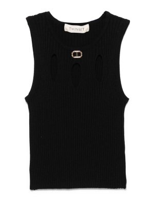 TWINSET: Tops y camisetas sin mangas - Top - Negro