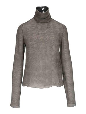 SAINT LAURENT: Tops & Tank tops - Checked Silk Top