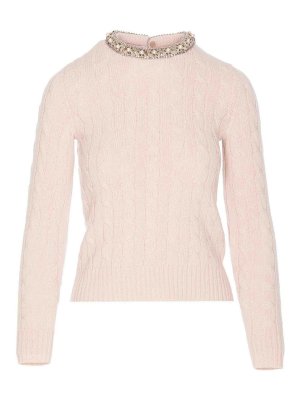 VALENTINO GARAVANI: Strickpullover mit Rundhalsausschnitt - Rundhalspullover - Rosa