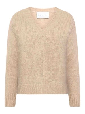 EMERSON RENALDI: Strickpullover mit V-Ausschnitt - V-Pullover - Beige