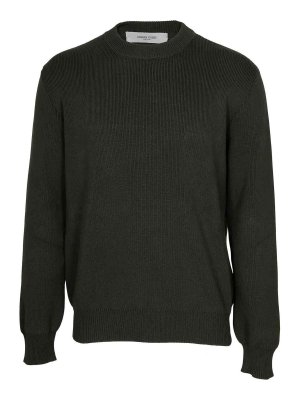 GOLDEN GOOSE: boat necks - Green cotton sweater with logo on the back