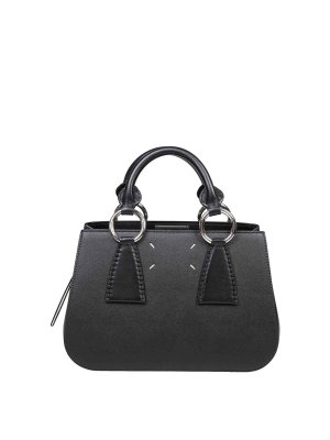 Maison Margiela: totes bags - Hand bag in black leather