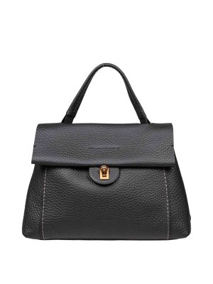 VISONA: totes bags - Visona handbag 21571 in black leather