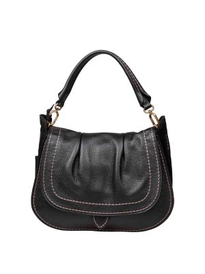 VISONA: shoulder bags - Visona shoulder bag in soft black leather