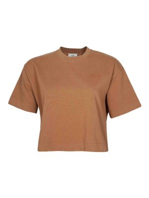 AUTRY: t-shirts - Boxy Boxy T-shirt in Camel Color Jersey