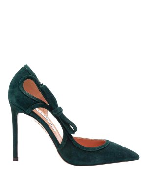 Aquazzura: court shoes - SOAVE 105 Decollete in green suede color