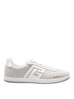 Balmain: trainers - Balmain Sneakers Swan in white suede leather