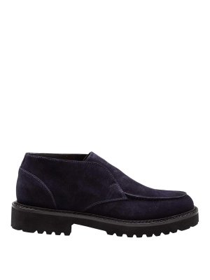 Doucal's: Loafers & Slippers - Doucals Polacchino Chukka Adler in blue suede