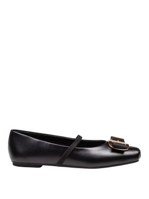 SALVATORE FERRAGAMO: ballerine - Ballerina Zina In Pelle Colore Nero