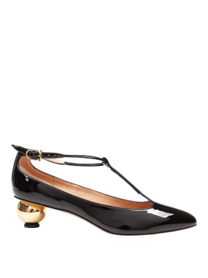 SALVATORE FERRAGAMO: court shoes - T-Stap Decollete in black paint