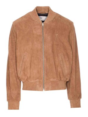 AMI PARIS: leather jacket - Suede Ami De Coeur Jacket