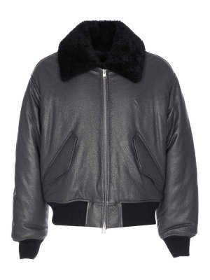 AMI PARIS: Lederjacken - Lederjacke - Grau