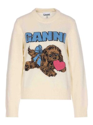 GANNI: crew necks - Fluffy Puppy Love Sweater