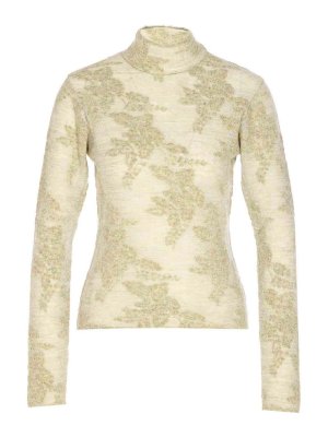 GANNI: Suéteres con cuello pico - Suéter Cuello Redondo - Verde