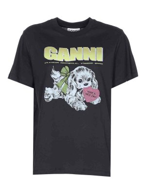 GANNI: Camisetas - Camiseta - Gris