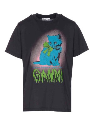 GANNI: T-shirts - T-Shirt - Gris