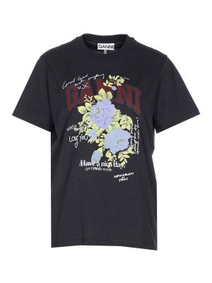 GANNI: T-shirts - T-Shirt - Gris