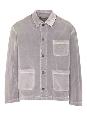 GOLDEN GOOSE: denim jacket - Grey Denim Jacket Frontal Buttons Closure