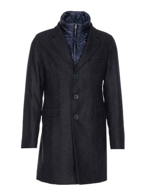 HERNO: short coats - Blue Navy Single Breasted Coat