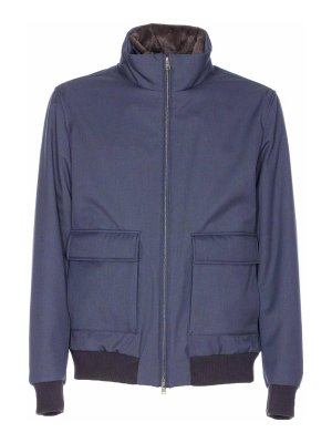 HERNO: bombers - Blue Bomber Frontal Zip Closure