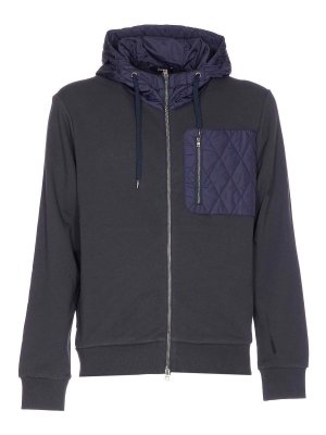 HERNO: Sweatshirts & Sweaters - Blue Hoodie Zip Closure
