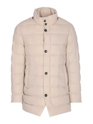 HERNO: padded jackets - Beige Single Breasted Down Jacket
