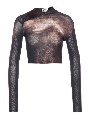 JEAN PAUL GAULTIER: Tops & Tank tops - Black Mesh Asymmetric Top