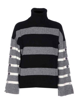 Liu Jo: crew necks - Black And Grey Striped Sweater
