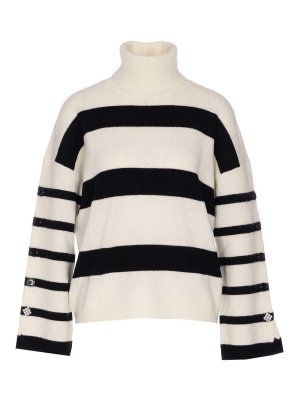 Liu Jo: crew necks - White And Black Striped Sweater