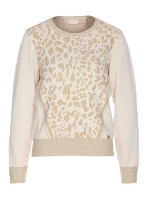 Liu Jo: Strickpullover mit Rundhalsausschnitt - Rundhalspullover - Weiß