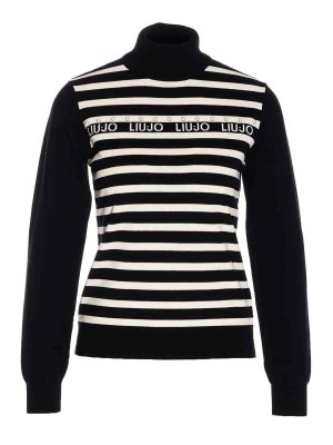 Liu Jo: Tops & Tank tops - Black And White Striped Long Sleeves Top