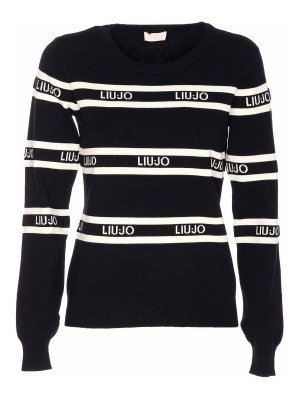 Liu Jo: Strickpullover mit Rundhalsausschnitt - Rundhalspullover - Schwarz
