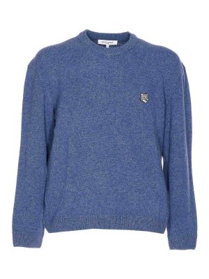 MAISON KITSUNÉ: crew necks - Maison Margiela Blue Fox Head Sweater