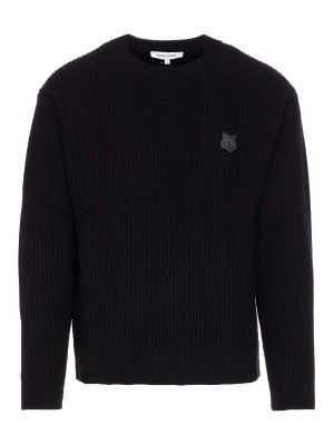 MAISON KITSUNÉ: crew necks - Black Fox Head Sweater