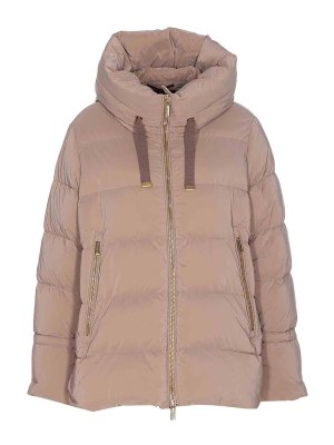 MOORER: padded jackets - Beige Gaia Down Jacket Frontal Zip Closure