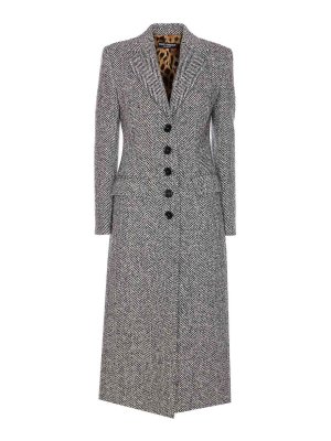 DOLCE & GABBANA: short coats - Wool Chevron Single Breasted Coat