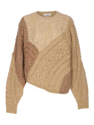 Isabel Marant Etoile: Strickpullover mit Rundhalsausschnitt - Rundhalspullover - Beige