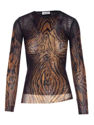 JEAN PAUL GAULTIER: Tops & Tank tops - Black And Brown Mesh Long Slevees