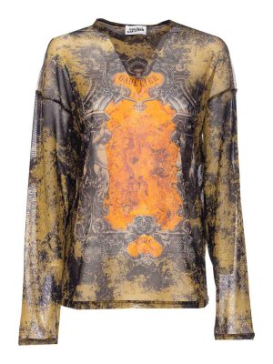 JEAN PAUL GAULTIER: Tops & Tank tops - Black Khaki Long Sleeves Top