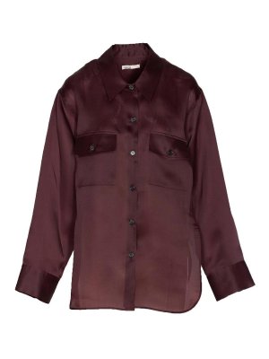 KHAITE: shirts - Bordeaux Shirt Frontal Buttons Closure
